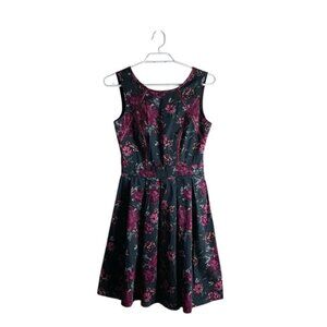 Tristan Women's Black Floral Cocktail Sleeveless Mini Dress